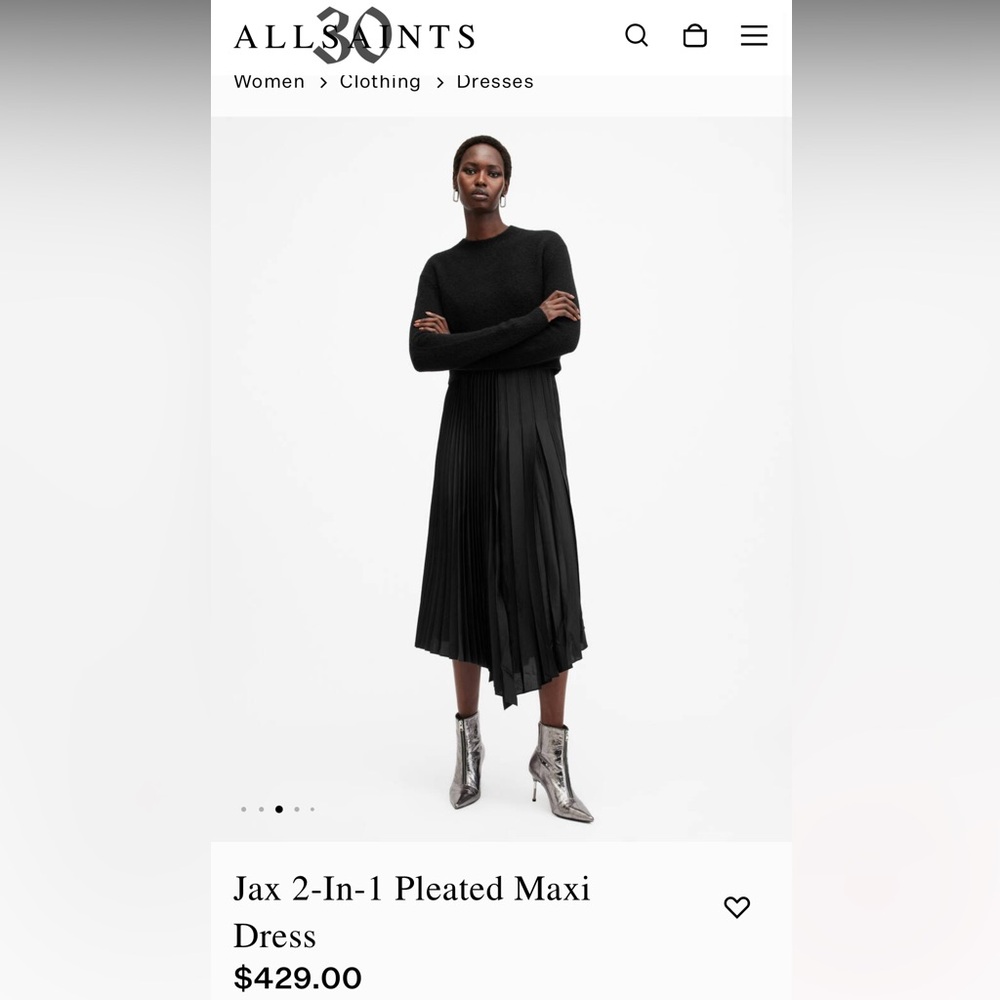 Allsaints Jax 2 in 1 pleated dress